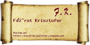 Fürst Krisztofer névjegykártya